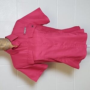 Spider Wire Fuchsia Med Quick Dry Safari Button Down Shirt Back Vent